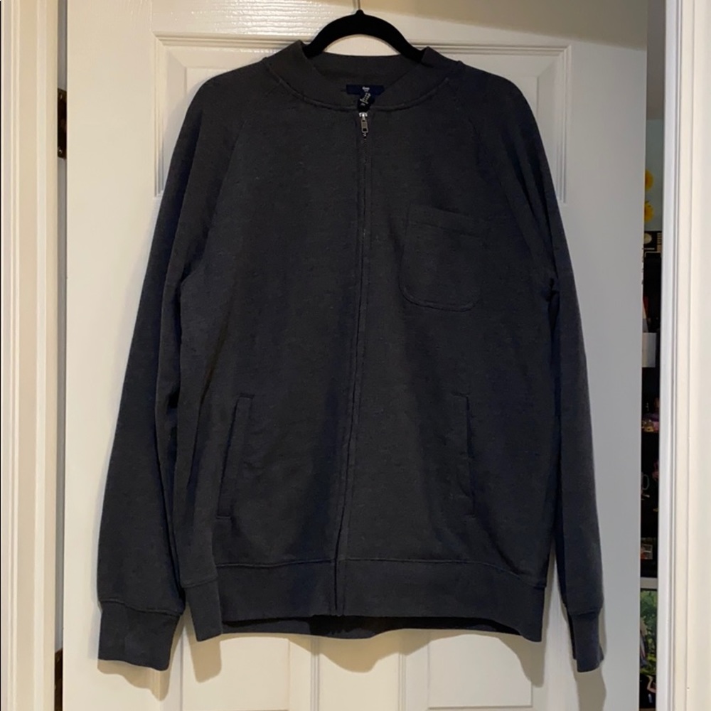 Zip up sweatshirt material with pockets
